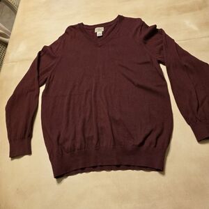 PERFECT L.L.Bean Cotton Cashmere V-Neck Sweater Maroon L | Preppy Minimalist